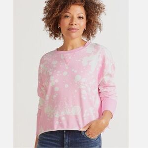 Roan + Ryan (Evereve) Aiden Cropped Pink Paint Splatter Pullover